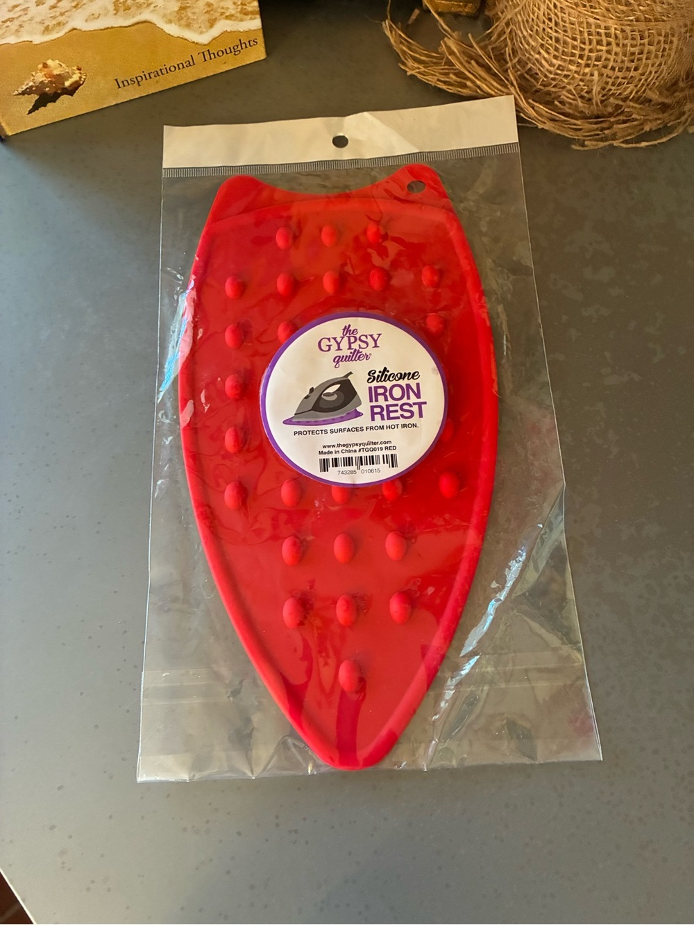 The Gypsy Quilter, NEW IN PACKAGE, RED Silicone heat resistant Iron rest.